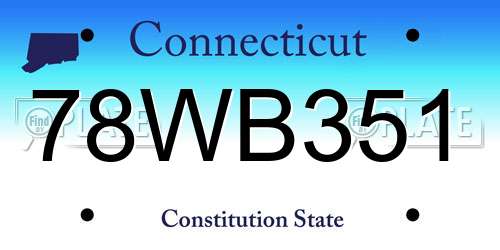 78WB351 Connecticut License Plate