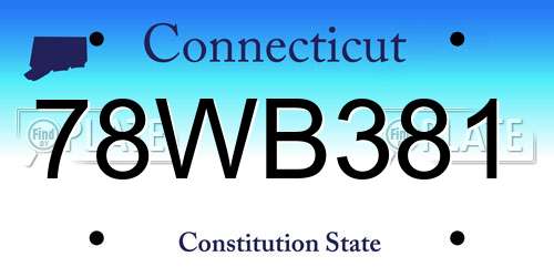 78WB381 Connecticut License Plate