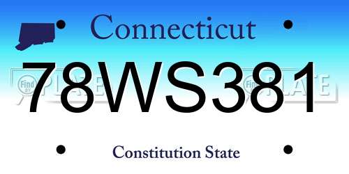 78WS381 Connecticut License Plate