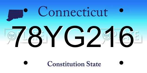 78YG216 Connecticut License Plate