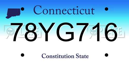 78YG716 Connecticut License Plate
