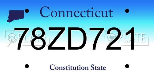 78ZD721 Connecticut License Plate