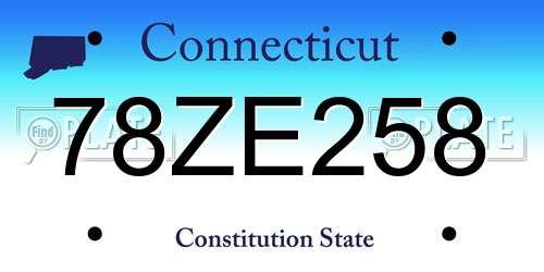 78ZE258 Connecticut License Plate
