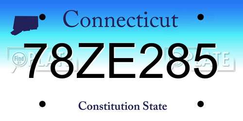 78ZE285 Connecticut License Plate