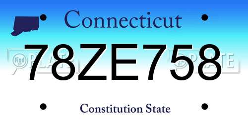 78ZE758 Connecticut License Plate