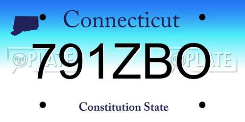791ZBO Connecticut License Plate
