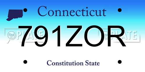 791ZOR Connecticut License Plate