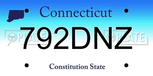792DNZ Connecticut License Plate