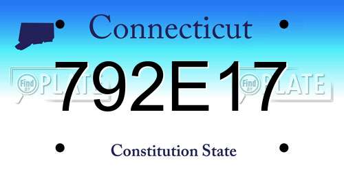 792E17 Connecticut License Plate