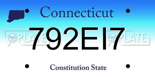 792EI7 Connecticut License Plate