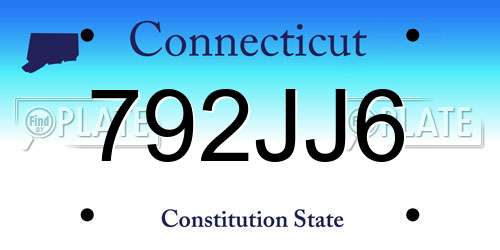 792JJ6 Connecticut License Plate
