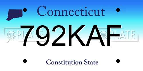 792KAF Connecticut License Plate