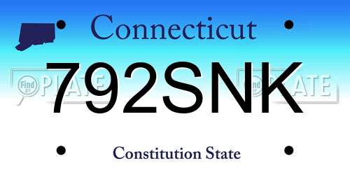 792SNK Connecticut License Plate