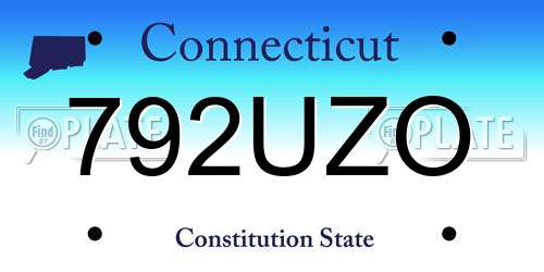 792UZO Connecticut License Plate