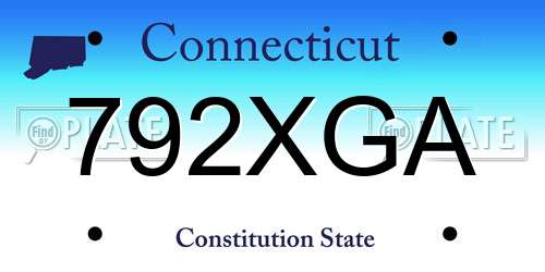 792XGA Connecticut License Plate