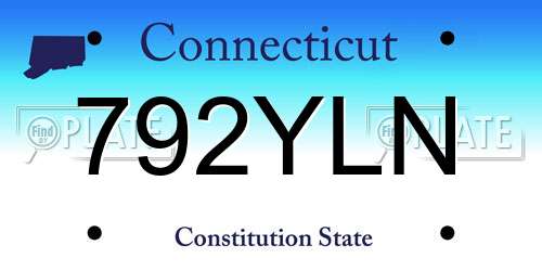 792YLN Connecticut License Plate