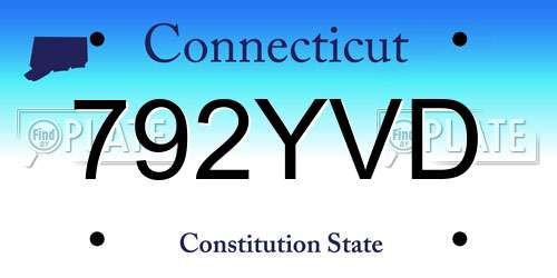 792YVD Connecticut License Plate