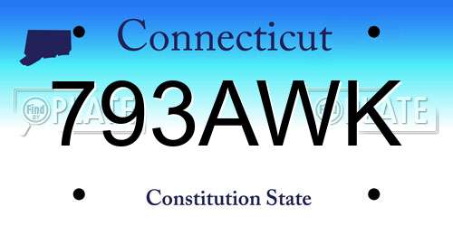 793AWK Connecticut License Plate
