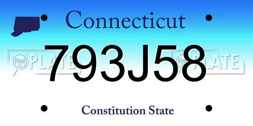 793J58 Connecticut License Plate
