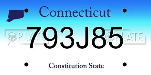 793J85 Connecticut License Plate