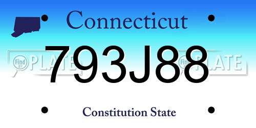 793J88 Connecticut License Plate