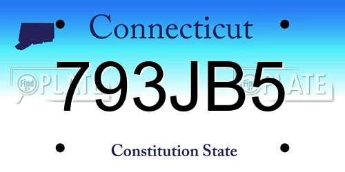 793JB5 Connecticut License Plate