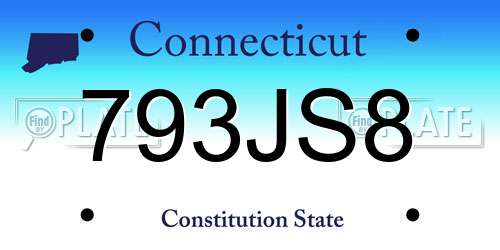 793JS8 Connecticut License Plate