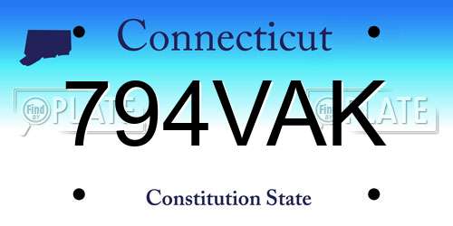 794VAK Connecticut License Plate