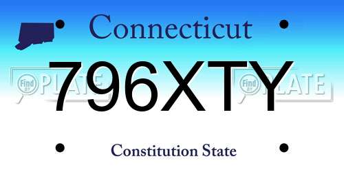 796XTY Connecticut License Plate