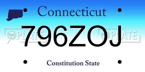 796ZOJ Connecticut License Plate