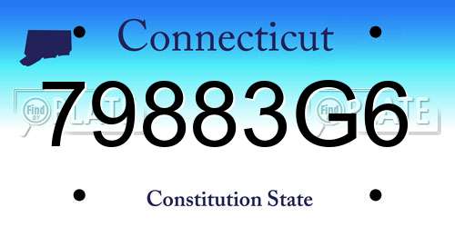 79883G6 Connecticut License Plate