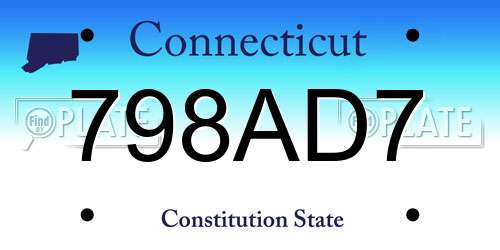 798AD7 Connecticut License Plate