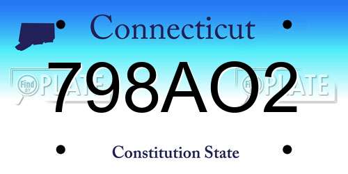 798AO2 Connecticut License Plate