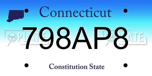 798AP8 Connecticut License Plate