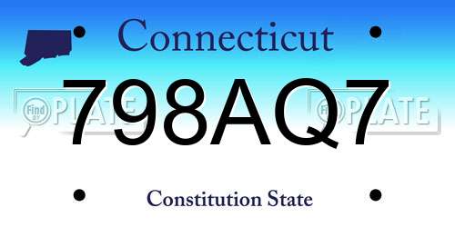 798AQ7 Connecticut License Plate