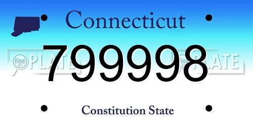 799998 Connecticut License Plate