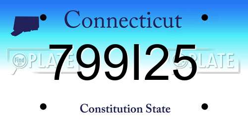 799I25 Connecticut License Plate