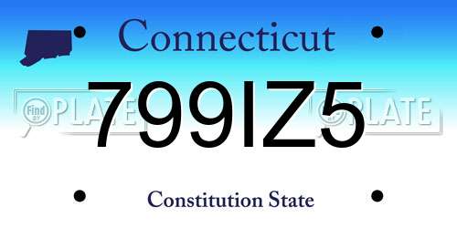 799IZ5 Connecticut License Plate