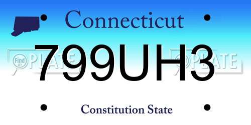 799UH3 Connecticut License Plate