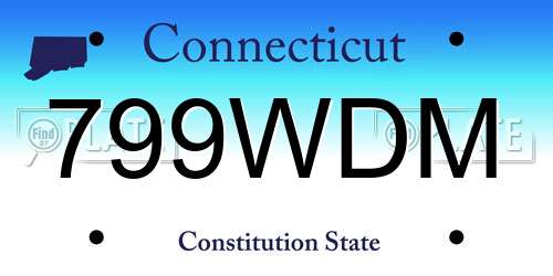799WDM Connecticut License Plate