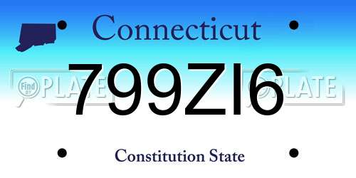 799ZI6 Connecticut License Plate