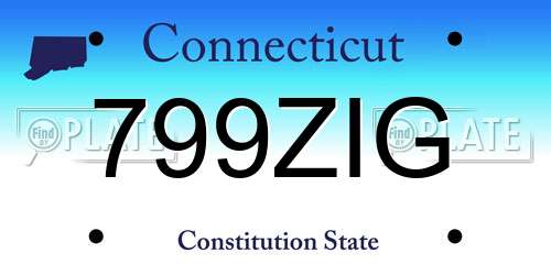 799ZIG Connecticut License Plate
