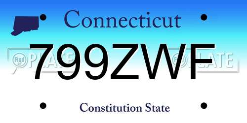 799ZWF Connecticut License Plate
