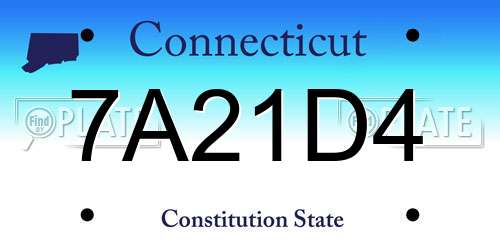 7A21D4 Connecticut License Plate
