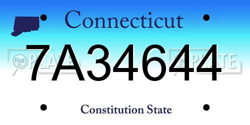 7A34644 Connecticut License Plate