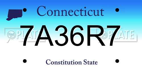 7A36R7 Connecticut License Plate
