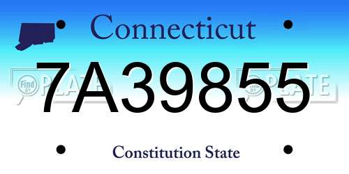 7A39855 Connecticut License Plate