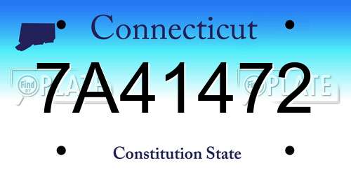 7A41472 Connecticut License Plate