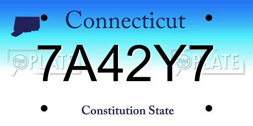 7A42Y7 Connecticut License Plate