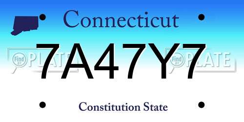 7A47Y7 Connecticut License Plate